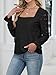 UNCOOYEE Blouses for Women Dressy Casual Work Going Out Eyelet Square Neck Puff Long Sleeve Embroidered Lace Crochet Boho Tops Trendy Fall Fashion 2025 Black Medium
