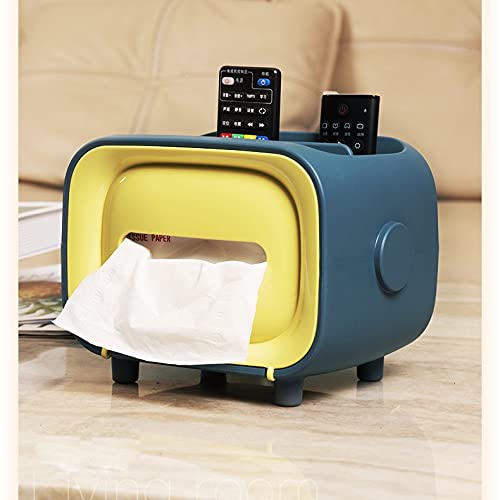 Boîte D'essuie-mains De Papier Multifonctions De Bureau De Bureau Simple Plastique Creative Storage Papier Box Cute Girl Jute Girl (Color : Yellow blue)