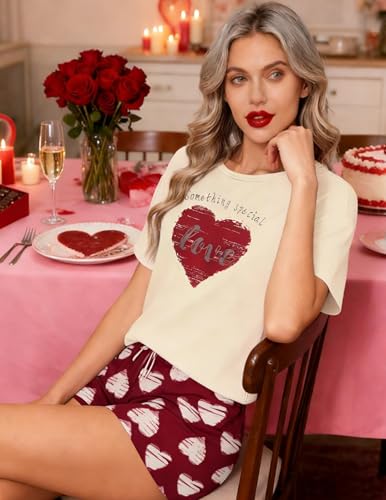 Image of Ekouaer Women's Pajama Sets Short Sleeve Pjs 2 Piece Top and Shorts Sleepwear Comfy Soft Lounge Sets with Pockets