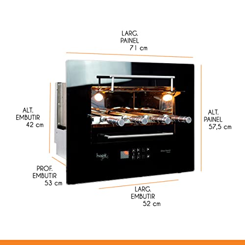 Churrasqueira Elétrica para Apartamento com Painel Touch Espeto Rotativo Glass Smart 127V - BS
