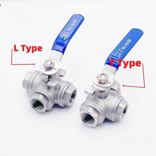 Vanne à bille à 3 voies en acier inoxydable 304 DN15 type L pour tube fileté