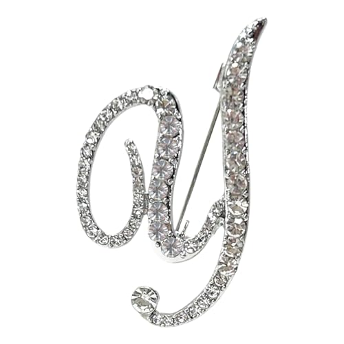 Image of Rhinestone Initial Brooch Pin for Women, Alphabet Gold Letter Brooch A-Z with Crystal, Metal Pin for Hat Bag Dress Suit Accessory for Men