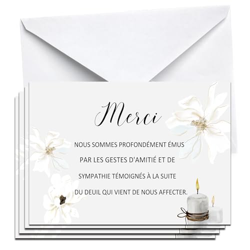 MKISHINE 50 Carte Sincères Condoléances avec Enveloppe - Décès et Deuil - Cérémonie Funéraire Cartes Remerciement Deuil - Condoléances Décès Obsèques ou Enterrement - Papier de Qualité Format a6 (50)