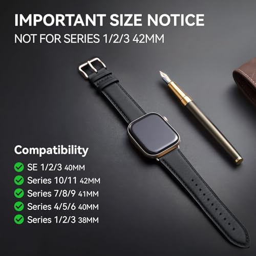 SUNFWR Leather Strap Compatible with Apple Watch Band iWatch Bracelet by SUNFWR - Used condition - Image 5