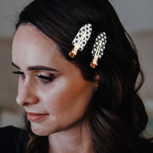 Canitor No Bend Hair Clips 4Pcs Creaseless Hair Clips For Hair Styling Black & White Spots Alligator Hair Clips For Women Girls Snap Hair Clips For Styling Sectioning Makeup Hair Clips Hair Pin Bangs Hair Clips Hair Accessories For Women Girls #TOP3