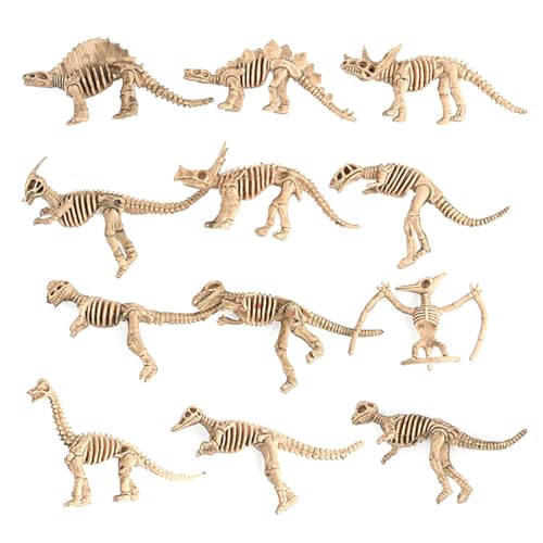 WANGCL 12 Stück Ausgrabung Dinosaurier Fossilien Skelett Simulation Spielzeug Archäologische Kinder Spielfiguren
