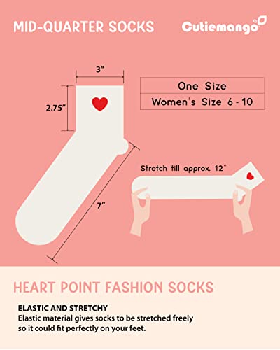 CUTIE MANGO Women's Heart Print Cotton Crew Socks Sneaker Ankle Novelty Casual Soft Cute Lovely Crazy Fun3