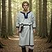 Norse Alley Medieval Viking Men Tunic Costume Long Sleeve Historical warrior dress with Cotton Linen christmas cosplay, Costume, Reenactment Renaissance Medieval Costume Set LARPing SCA (Light Blue)