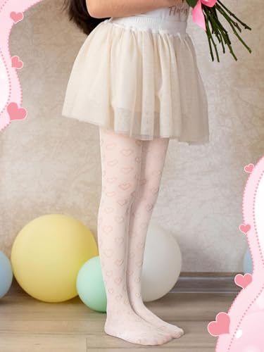 3 Pairs White Black Lace Tights for Girls Toddler Heart Hollow Sheer Stockings Dance Pantyhose for First Communion2