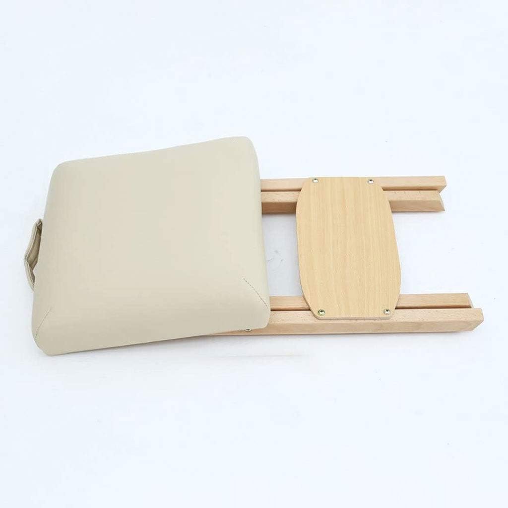 Folding Stool, Solid Wood Beech, Massage, Square, Portable, and Friendly PU Leather(Beige)