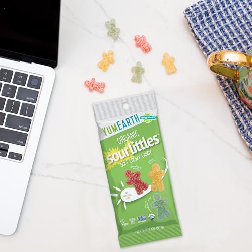 Image of YumEarth Organic Sour Littles Chewy Candy - Allergy Friendly (Top 9 Free), No Artificial Dyes or Flavors, Non GMO, Gluten Free, Vegan Candy Snacks - 2 oz.