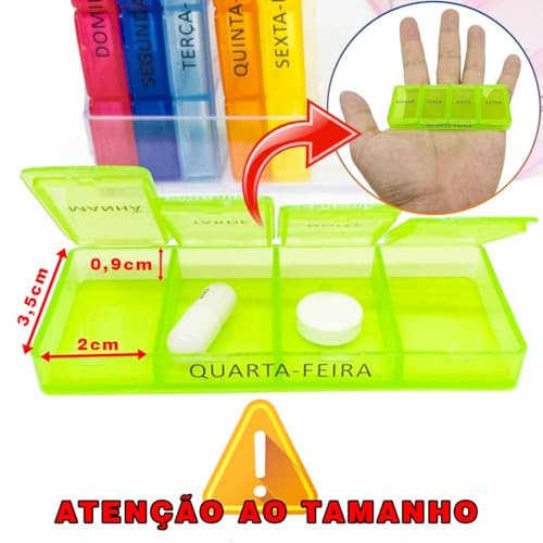 Mini Porta Cápsulas Remédio Vitamina Caixa Compacto Mesa Semanal Organizador Comprimidos Suplemento