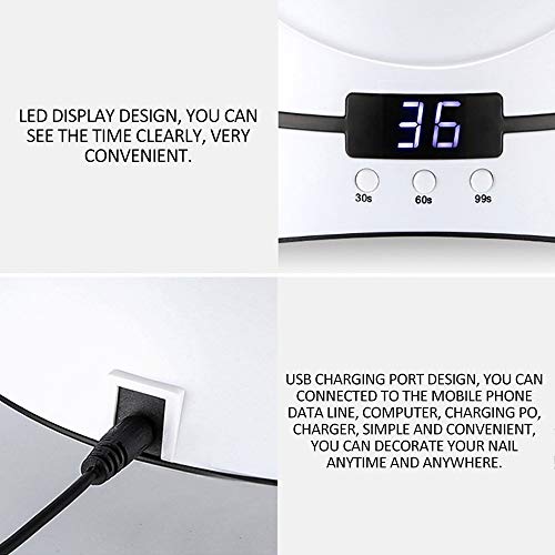 KKmoon Lâmpada UV 36W Secador de unhas para todos os tipos Gel 12 contas USB Lâmpada de indução infr