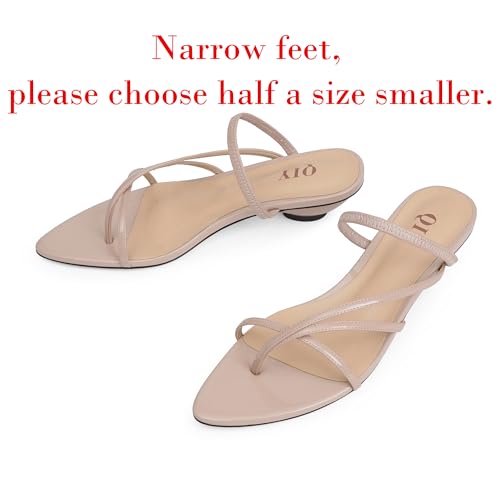 Image of QIY Flip Flops Thong Heels Women Heeled Sandals Low Chunky Heels Slip on Slide Sandals Kitten Heels for Women Party Dress Shoes