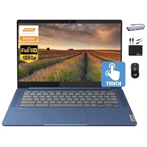 Lenovo Chromebook 14″ Touchscreen Slim Laptop Business Student, 8-Core MediaTek Kompanio 520, 4GB RAM, 128GB Storage (64GB eMMC+64GB Card), WiFi 6, Long Battery, Chrome OS+MarxsolAccessory