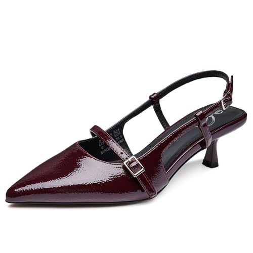 Trary Slingback Kitten Heels for Women,Pointed Toe Closed Toe Pumps,Sexy Shoes Women for Wedding