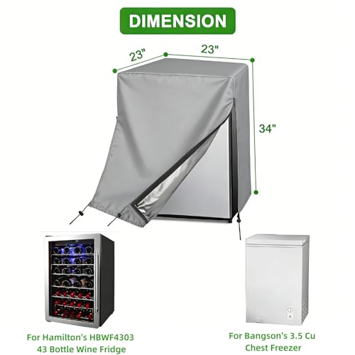 Image of Refrigerator Cover for Most 3.0 Cu Ft Freezer, Waterproof & Dustproof Fridge Cover for Protecting Upright Freezers /Beverage Refrigerator-Grey (23 inchW x 23 inchD x 34 inchH)
