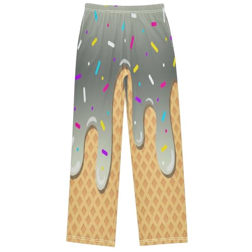 Boys' Pants Light Gray Ice Cream Joggers Elastic Long Bottoms Trousers Sweatpants with Pockets Size 6-14