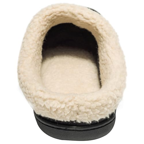 Image of NewDenBer Men's Warm Memory Foam Slippers Suede Plush Fleece Lined Slip on Indoor Outdoor Clog House Shoes