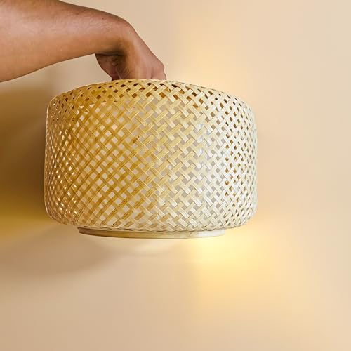 Image of Craftscape Bamboo Hanging Lamp | Bamboo Pendant Lamp | Boho Lampshade | Cane Lampshade | Bamboo Lights Hanging | Bamboo Hanging Lampshade | Collection (HalfNion)