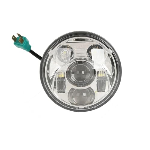 Phare Moto LED 5 3/4 Haute Luminosité Argenté Étanche pour Sportster 883 et Dyna