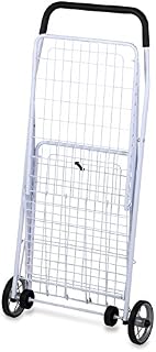 Honey-Can-Do CRT-01513 Large Folding Shopping Cart Rolling 4-Wheel Utility Wagon, White