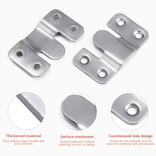 Image of 4 Hole Flush Wall Picture Hanger Hook with Screws, 18 Pieces Interlocking Stainless Steel Hanging Buckle Mirror Panel Connecting Concealed Hanger Art Gallery Clock Shelves Mirrors Hanging Hardware