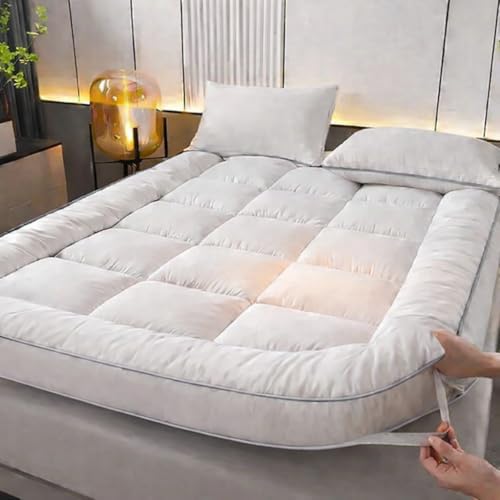 Mattress Topper Small Double Bed - Extra Thick 4 Inches / 10cm Bounce Back with Elasticated Corner Straps Ultra Soft and Breathable Hypoallergenic Comfy Bed Mattress Toppers (Small Double)