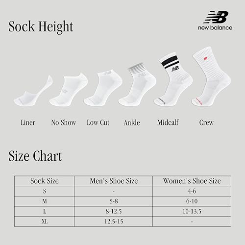 Image of New Balance Unisex Adult Performance Cushioned Ankle Socks - 6 Pairs - Moisture Wicking