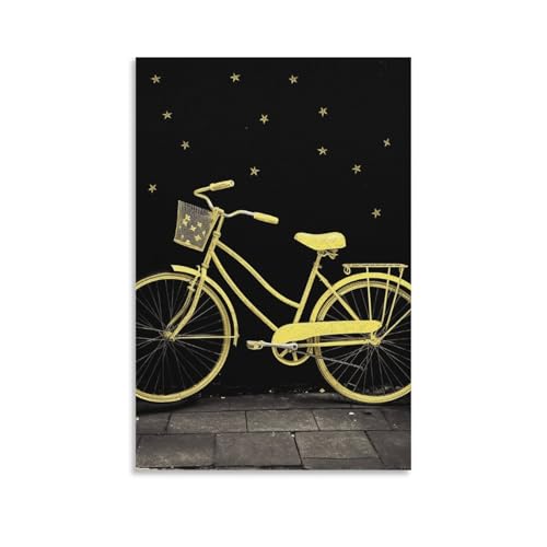 Toile murale moderne vélo jaune BVNMT, décoration esthétique de qualité pour salon et bureau