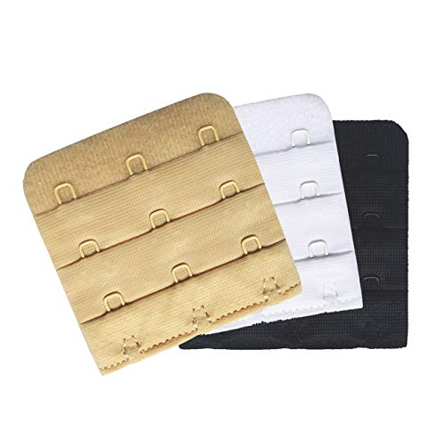 SUREMATE Extension de Bande de Soutien-Gorge 2 Crochets / 3 Crochets / 4 Crochets Extensions de Sangles de Soutien-Gorge - Salle de Respiration - Paquet de 3 (3 Hook, M)