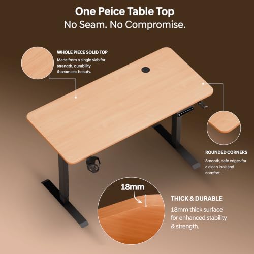 Image of Dr Luxur Electric Standing Desk | Height Adjustable 70-114cm | 80kg Load | 3 Memory Presets | Zero Wobble | Child Lock | Low Noise Motor | 5 Year Warranty | Metallic Frame (Estate Oak, 1200 * 600 mm)