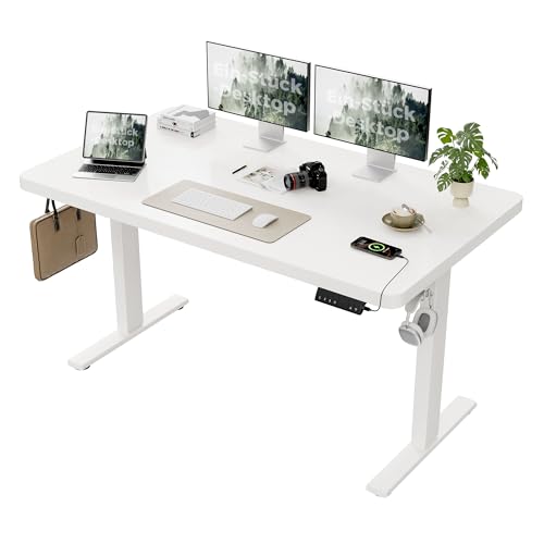 Agilestic Höhenverstellbarer Schreibtisch 140x80cm, 28MM Ganze Tischplatte mit 2 Starken Motoren, Ergonomischer Steh-Sitz Tisch Stehpult mit 3 Memory-Steuerung, Einfache Montage für Homeoffice(Weiß)