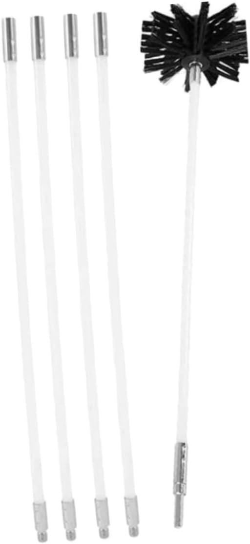 PRETYZOOM Chimney Brush and Dryer Vent Brush Cleaning Kit 610mm Flexible Nylon Rods with 4 Poles and Fireplace and Duct Cleaner for Home Vent and Stove Maintenance