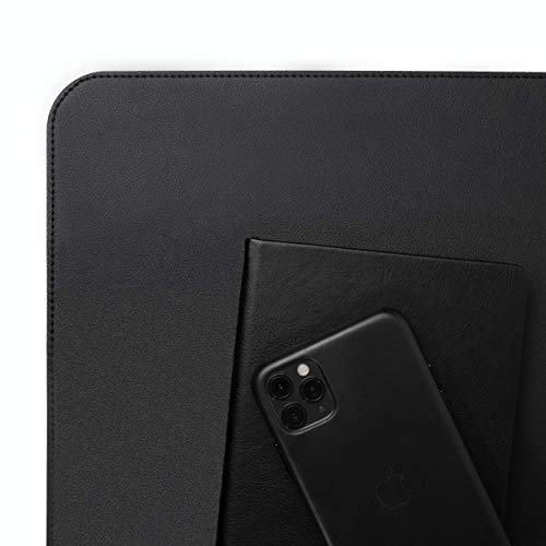 Vine Creations Leather Desk Mat 24\" x 17\", Desk Protector Mat, PU Leather Desk Pad, Non Slip Small Desk Pad Mat, Desk Blotter, Desk Pads on Top of Desks, Small Desk Mat, Home Office Desk Mat (Black)