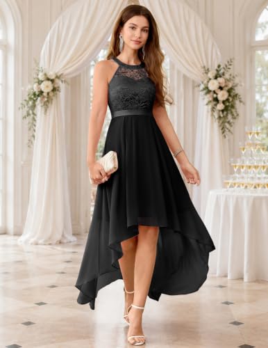 Image of Wedtrend Women's Semi Formal Dresses Halter Bridesmaid Dresses Wedding Guest Dress High Low Prom Dress
