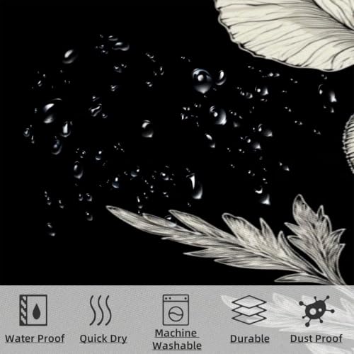 Rideaux de douche noir 100x200 cm floral en polyester imperméable