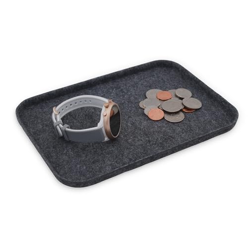 Image of Welaxy Felt tray Lid for Storage Bins Drawer Organizer bin cap of box for junk stuff stationery makeup jewelry closet bathroom minimalist lifestyle (Charcoal Lid, S)