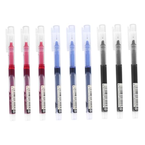 Bolígrafos gel Luxshiny 0.5 mm, 9 unidades, tinta negra y color