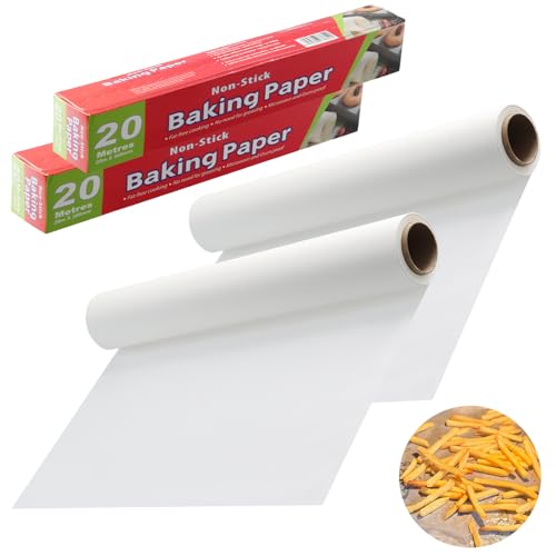 Opiniones de Papel de horno - los preferidos. 43 2 Rollos de Papel para Hornear de 30 cm x 20 m con Cortador Dentado – Papel Wax Antiadherente, No Blanqueado, Ideal para Horno, Air Fryer, Vapor, Barbacoa, Cocina de Galletas,...