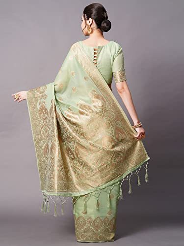 Image of AKHILAM Women's Cotton silk Woven Design Saree With Unstitched Blouse Piece(COTFLW09 Parent)