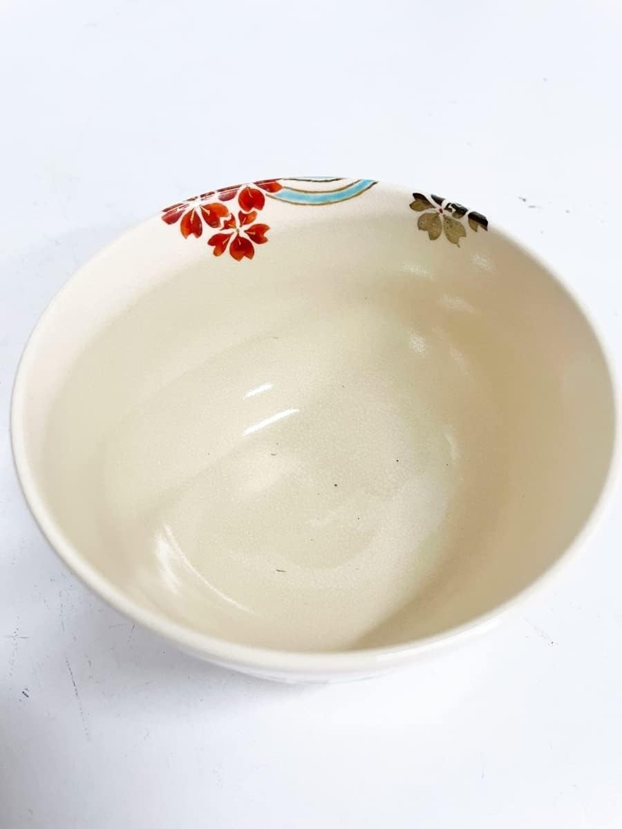 骨董古美術時代物/あかね窯 岡田華渓作 散らし桜図 茶碗 共箱
