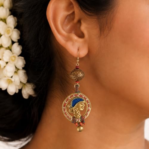 Image of Handcrafted Tribal & Dhokra Art Earrings Collection for Women - Royal Boho Statement Designs in Brass, Wooden, Beaded & Geometric Styles
