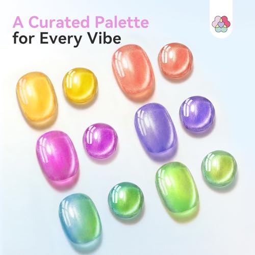 Image of SAVILAND One Step Gel Nail Polish Pen Set: 6 Colors Cat Eye 3-in-1 U V Gel Nail Polish Summer Neon Base & Color & Top Gel in One Pen with Nail Magnet Quick Manicure for Cateye Effect Home DIY 4 ml