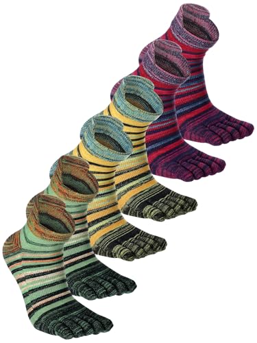 Image of Fourluoo 3 /6 Pairs Women Toe Socks Cotton Breathable Ankle Five Toe Socks for Men Women Athletic Running