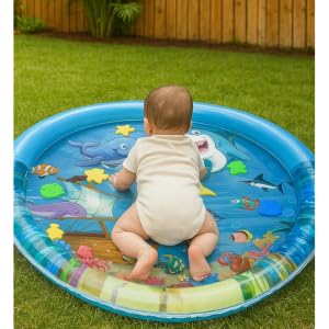 Image of Tummy time Ocean Theme Baby Water Play Mat, Leak-Proof and Sensory Development Toy,Play Gym for 6-12 Months Newborn Baby(Pack of 1)