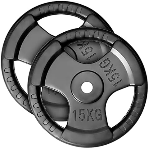 MAXXIVA® Hantelscheiben 2er Set Gewichtsplatte je 15 kg Gusseisen Gripper Gummi schwarz 30 kg Fitness Krafttraining Bodybuilding Workout Gewichtheben Reha Cover