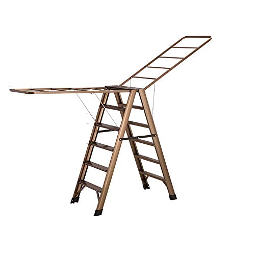 Preisvergleich Produktbild Teleskopleiter Trittleiter - Geflügelter, faltbarer Wäscheständer, Multifunktions-Klappflügel, Wäschetrockner, Balkon 5 / 6 Schritte 3 Farben (Farbe : B, größe : 6 Steps)