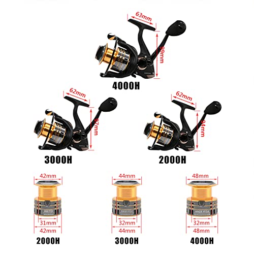 Angryfish 8+1Bb Collapsible Spinning Fishing Reel With 5.2:1 Gear Ratio Anti-Reverse Right/Left Handle Fishing Reel For Saltwater Or Freshwater(X3000) #TOP5