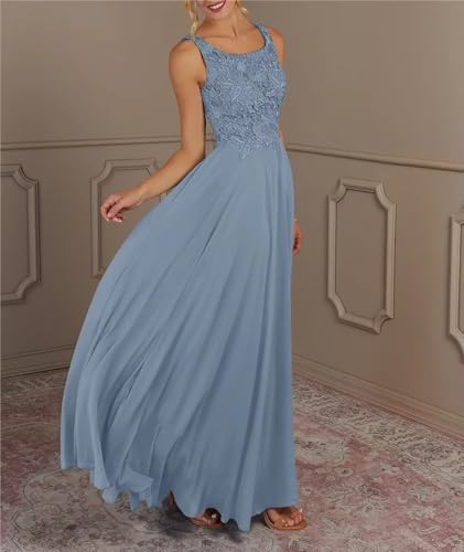 2 Piece Mother of The Bride Dresses with Jacket Long Chiffon Lace Mother of Groom Dresses for Wedding 3/4 Sleeve4